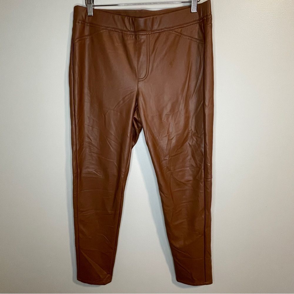 J. Jill Women's Brown Faux Leather Pull on Pants